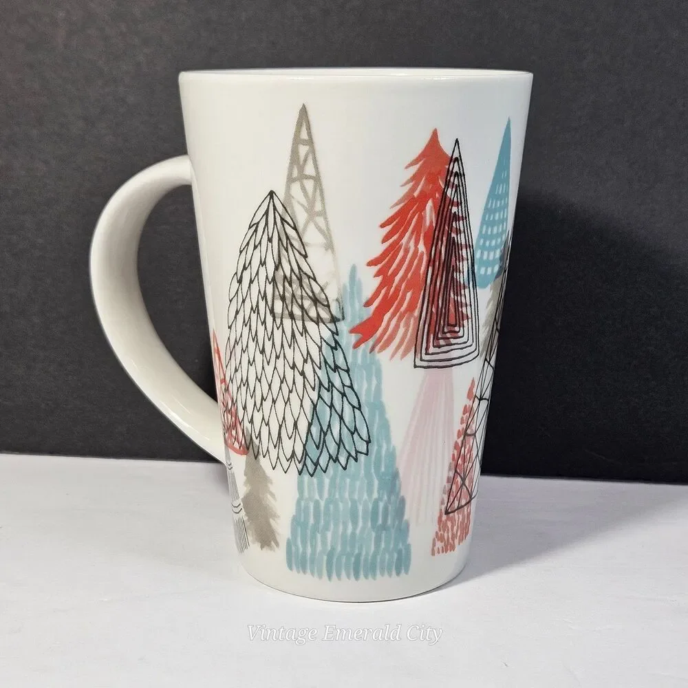 Starbucks Christmas Coffee Mug Holiday Cup Abstract Geometric Forest Trees